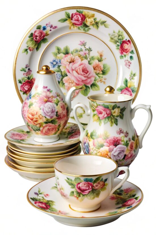 Hand Painted Porcelain dish set Flower Crockery Set